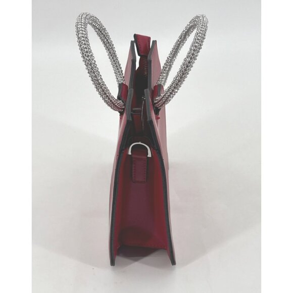 Topshop Red Square Handbag With Rhinestone Handles & Detachable Strap - Picture 6 of 13